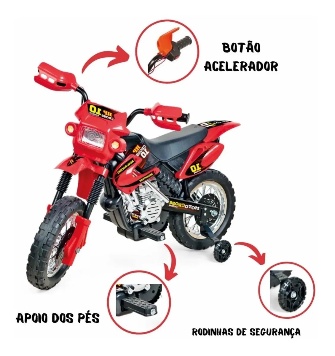 Moto Elétrica Infantil Criança Menino Motocross Homeplay Ver