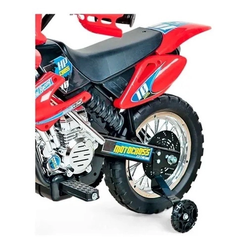 Moto Eletrica Infantil Xplast Motocross 6V Azul com Rodinhas na